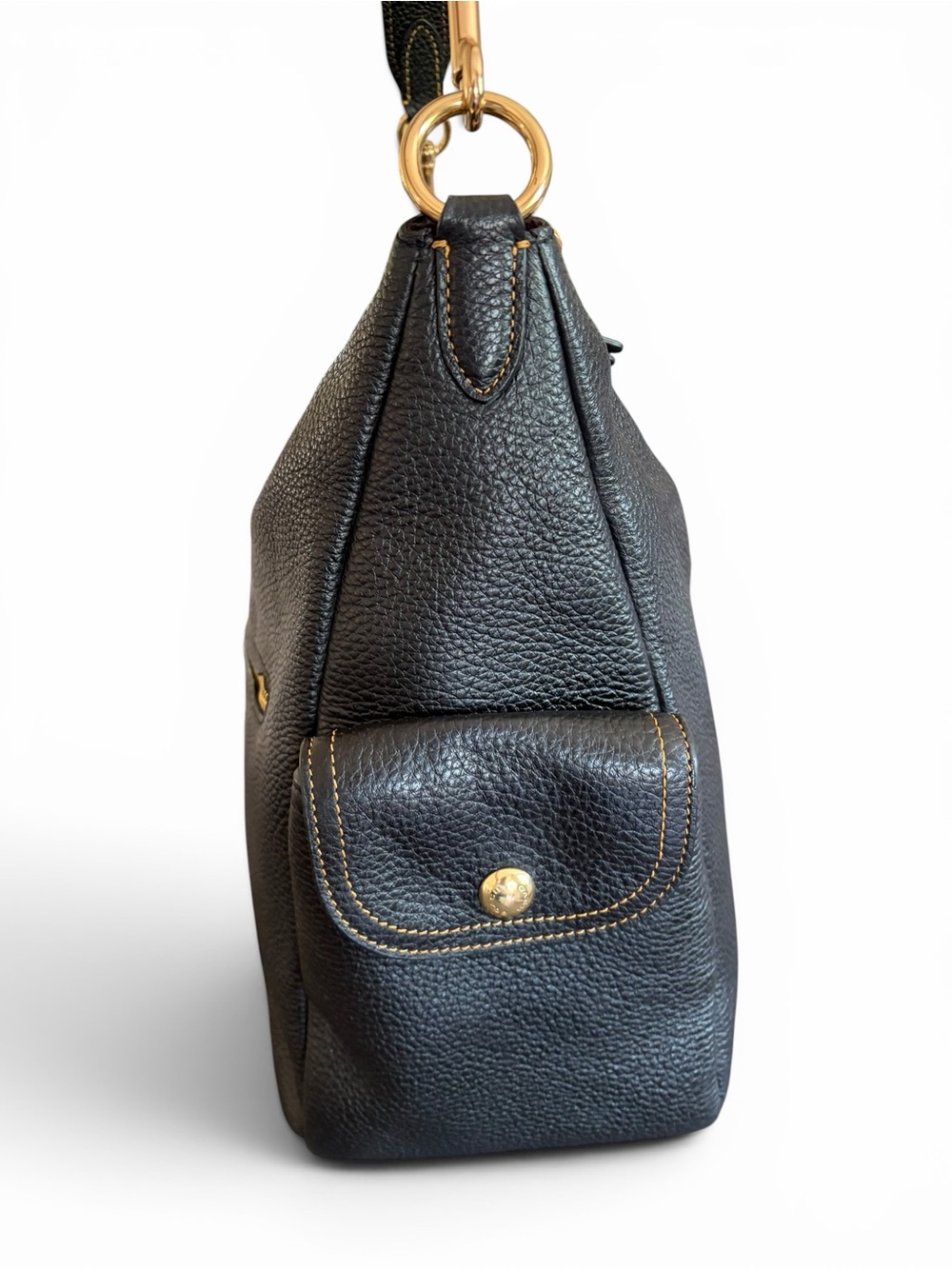 Coach Pennie Black Pebbled Leather Shoulder Hobo Bag with Gold Hardware - Picture 10 of 16